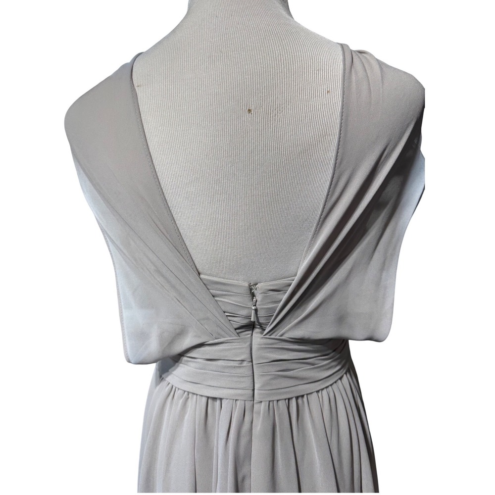 Bill Levkoff Gown Women‎ 8 Taupe Halter Pleated Chiffon Formal Dress - Picture 4 of 13